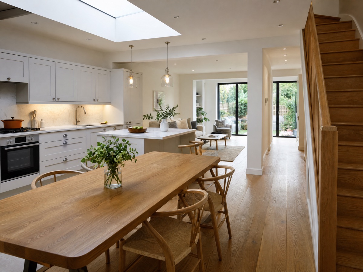 Open-plan kitchen and dining renovation in Wanstead E11